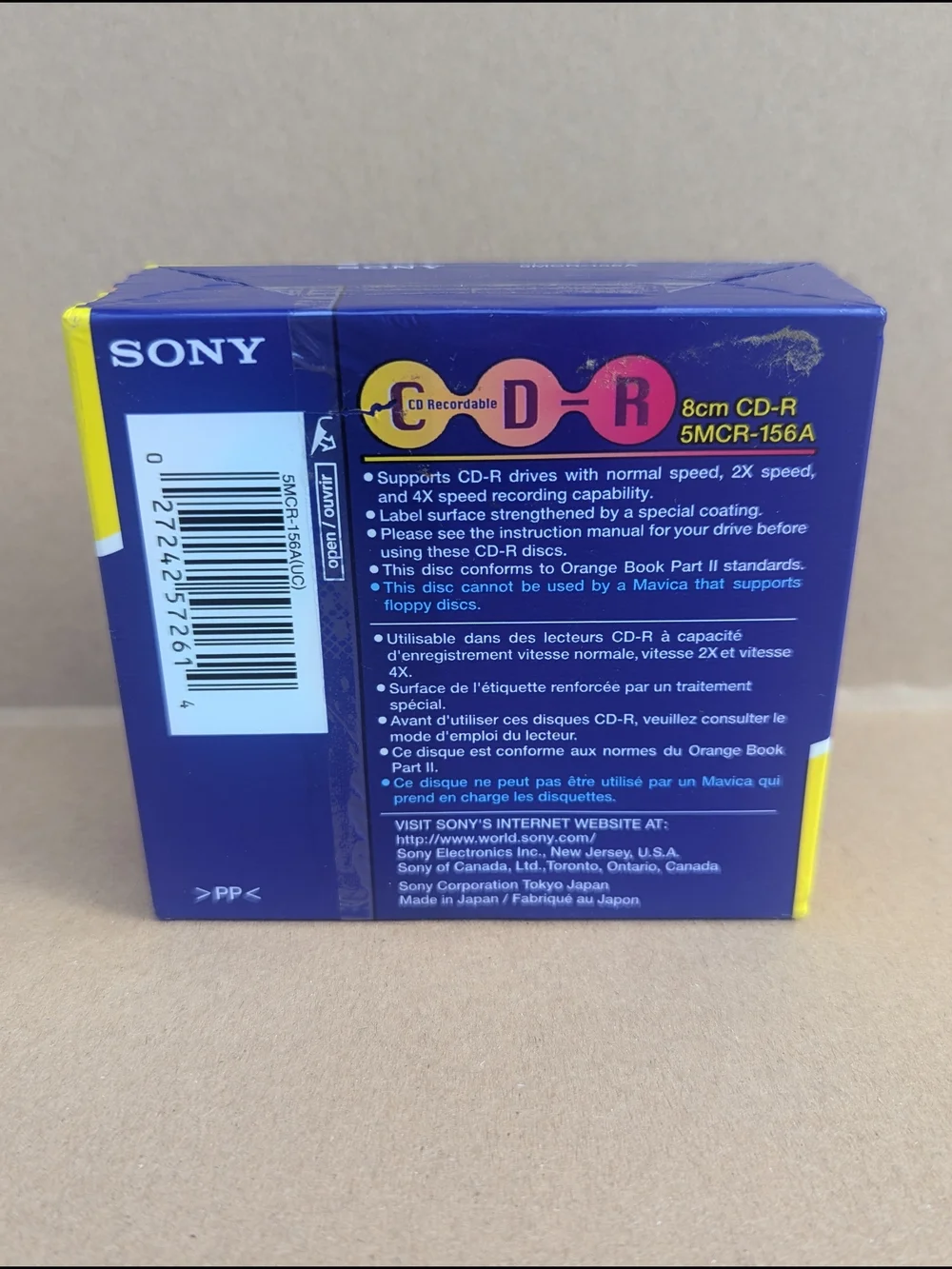 Sony Mavica CD-R 156MB 8cm Mini Discs 5 Pack Sealed 5MCR-156A Vintage Camera